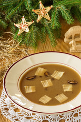 Polish Christmas mushroom soup with pasta © mbt_studio