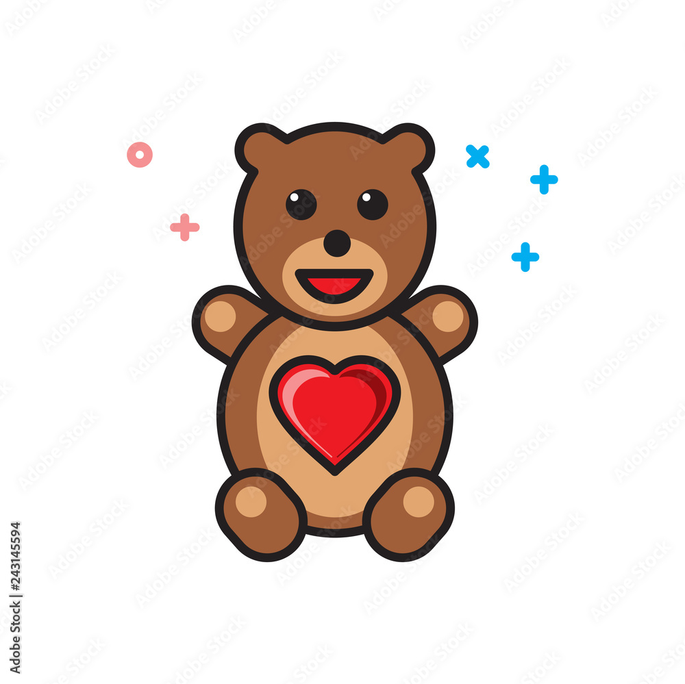 Poster bear with heart icon on white background for graphic and web design, modern simple vector sign. inte