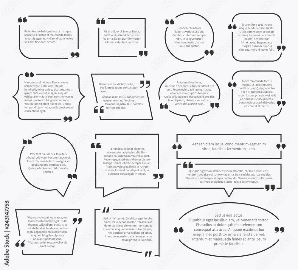 Aufkleber quote boxes. quotation sentence box design, idea paragraph marks comment sentencing mention descript