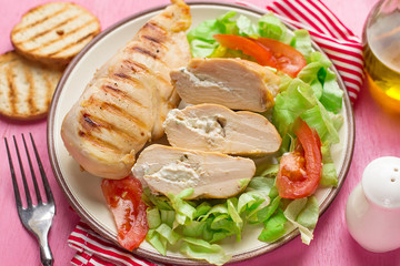 Healthy light grilled chicken breast stuffed with cream cheese