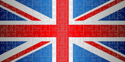 Fototapeta premium Flag of United Kingdom with puzzle background - illustration