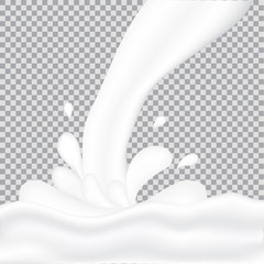 Realistic milk splash and pouring.