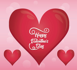 happy valentines day card with hearts