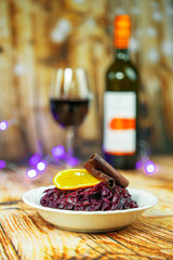 Rotkohl Rotwein Abendessen