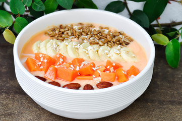 papaya yogurt with fruit topping