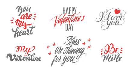 Happy Valentines Day lettering set