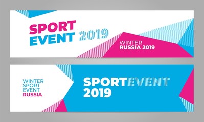Layout banner template design for winter sport event, tournament or championship. 2019 trend.