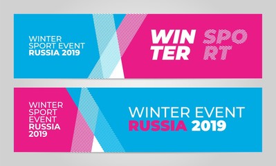 Layout banner template design for winter sport event, tournament or championship. 2019 trend.