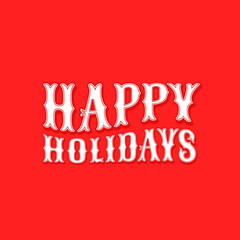 Happy holidays composition on red background. Retro style vector illustration