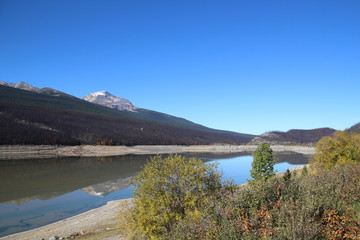 Fototapeta na wymiar Calm Medicine Lake, Jasper National Park, Alberta