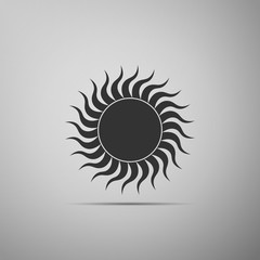 Sun icon isolated on grey background. Flat design. Vector Illustration