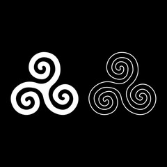 Triskelion or triskele symbol sign icon set white color illustration flat style simple image