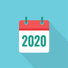 2020 calendar icon flat color. New year vector sign