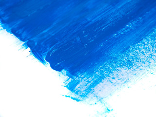 Blue Acrylic Paint Stroke Isolated on White Background