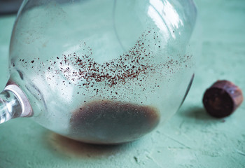 Tannin blend in a glass of old wine. Wine structure.