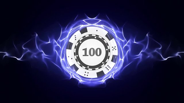 Poker Chip in Particles Ring Animation, Rendering, Background, Loop, 4k
