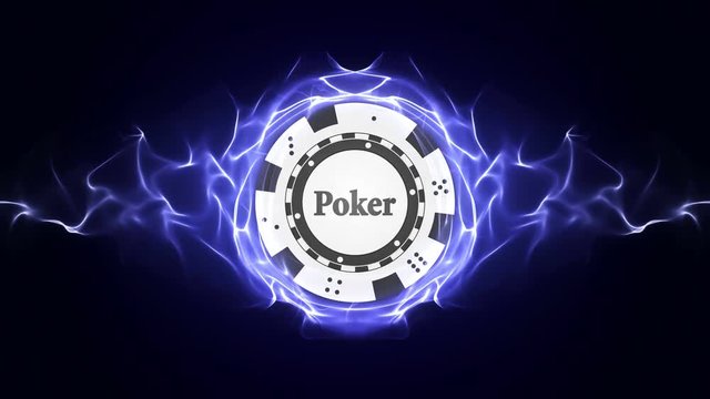 Poker Text and Poker Chip in Particles Ring Animation, Rendering, Background, Loop, 4k
