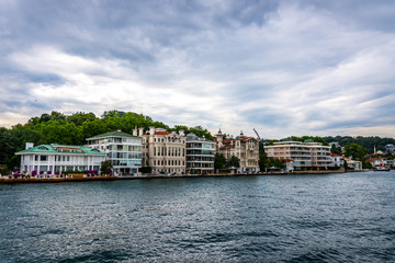 Fototapeta na wymiar The buildings on the shore of the Bosphorus