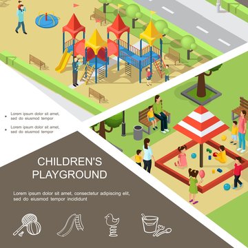 Isometric Children Playground Poster