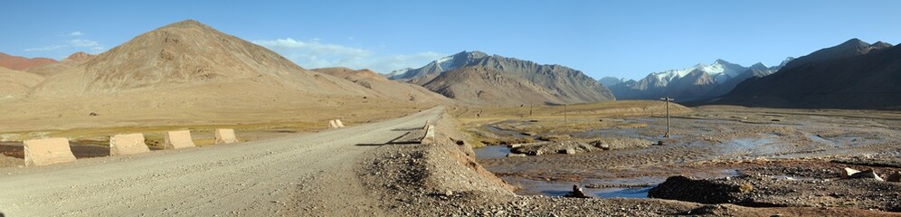 Pamir mountains and Pamir highway panorama Tajikistan