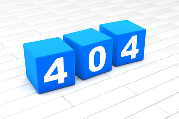 3D rendered illustration of the HTML error Code 404 made of cubes.
