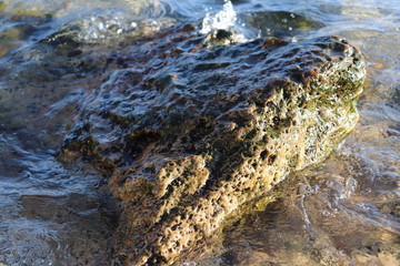 Stone in the sea close up