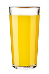 Glass with orange juice isolated on white background. 