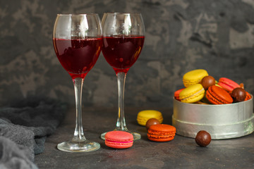 red wine glass. Top. Drink background