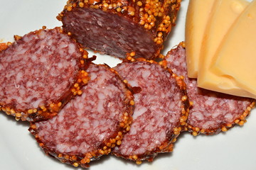 Smoked sausage and cheese.
