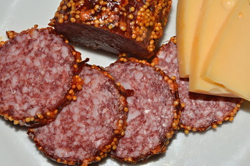 Smoked sausage and cheese.