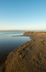 The coast in the delta del ebro at sunset