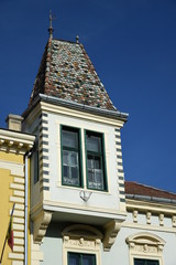 old window, old architecture in Bistrita, ROMANIA