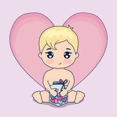 valentine day card and cupid with jar