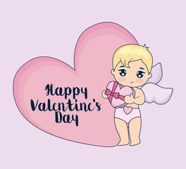 valentine day card with cupid