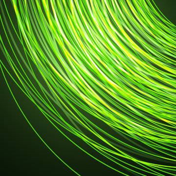 Many neon lines in the shape of a circle. Abstract background for your design. Vector illustration.