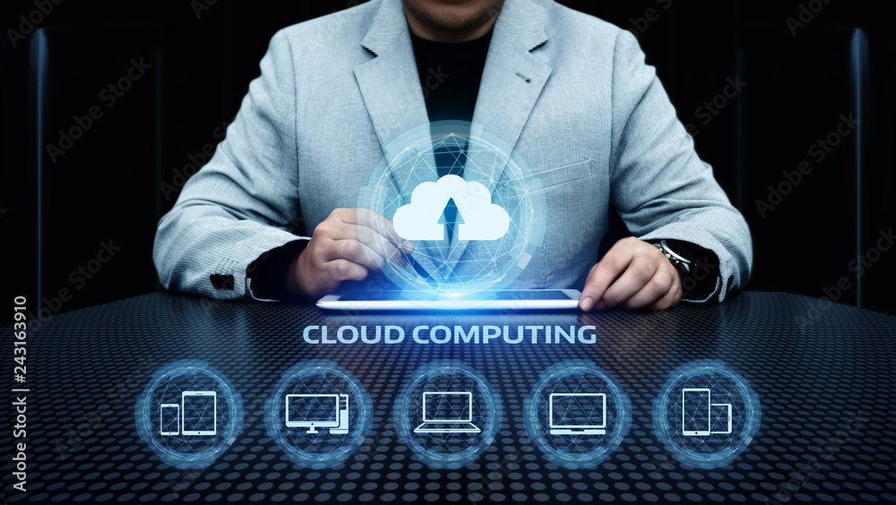 Poster cloud computing technology internet storage network concept