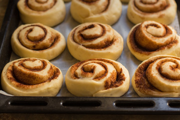 buns cinnamon - Cinnabon cooking process. (food background). copy space