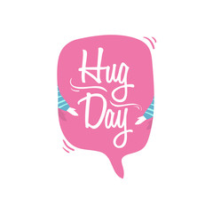 Hug Day background with hand hugging bubble speech vector Illustration