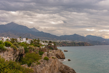 View of Nerja beach from the balcony of Europe