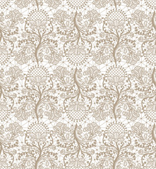 Seamless beige lace background with floral pattern