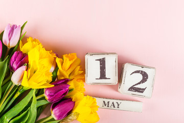 USA Mothers Day, 12 May 2019, Tulips and Narcissus Flowers