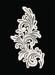 Neck embroidery, lace print in vector.