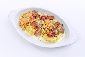 sausage with mashed potato