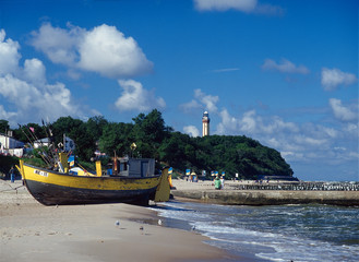 Fishing boat on the beach, Niechorze, Baltic sea, Poland - July, 2004