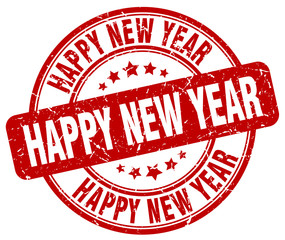 happy new year red grunge round vintage rubber stamp