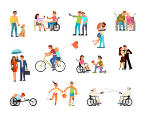 Fototapeta premium Set Of Disabled People
