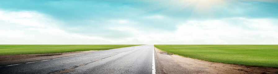 Panoramic road sunrise summer travel