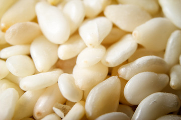 Sesame seeds background. Extreme macro photography.