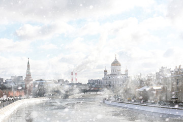 Winter landscape in the Russian capital Moscow
