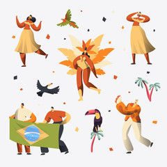 Naklejka premium Brazil Carnival Dancer Character Set